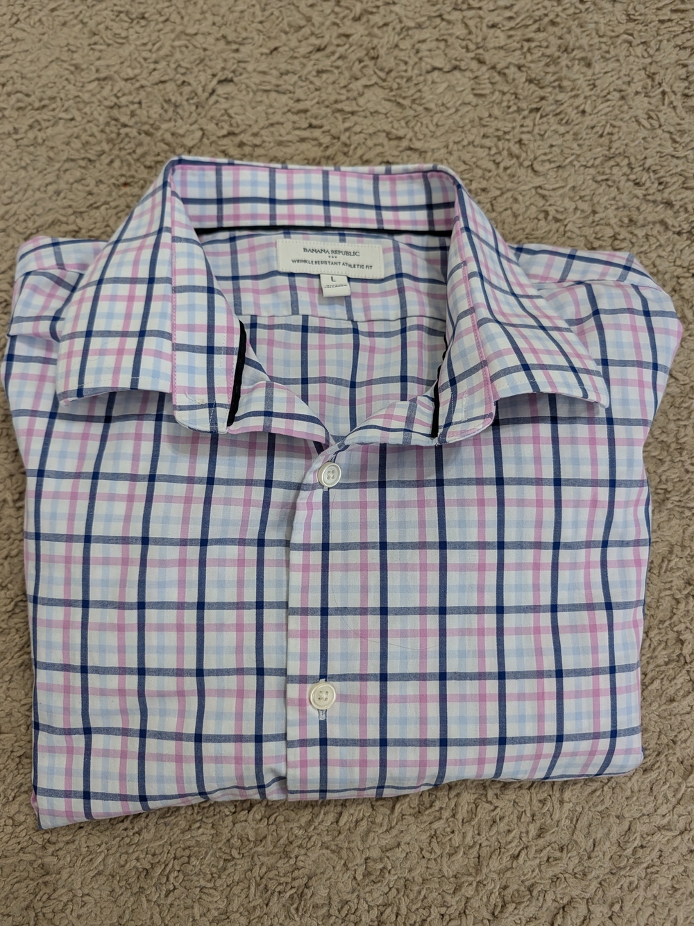 Banana Republic Pink and Blue Check Dress Button Down Shirt